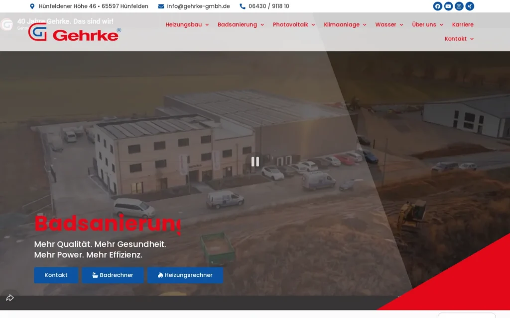 Startseite der Gehrke Heizungsbau GmbH